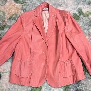 Nine West Women's Pink Leather Jacket Blazer 2x